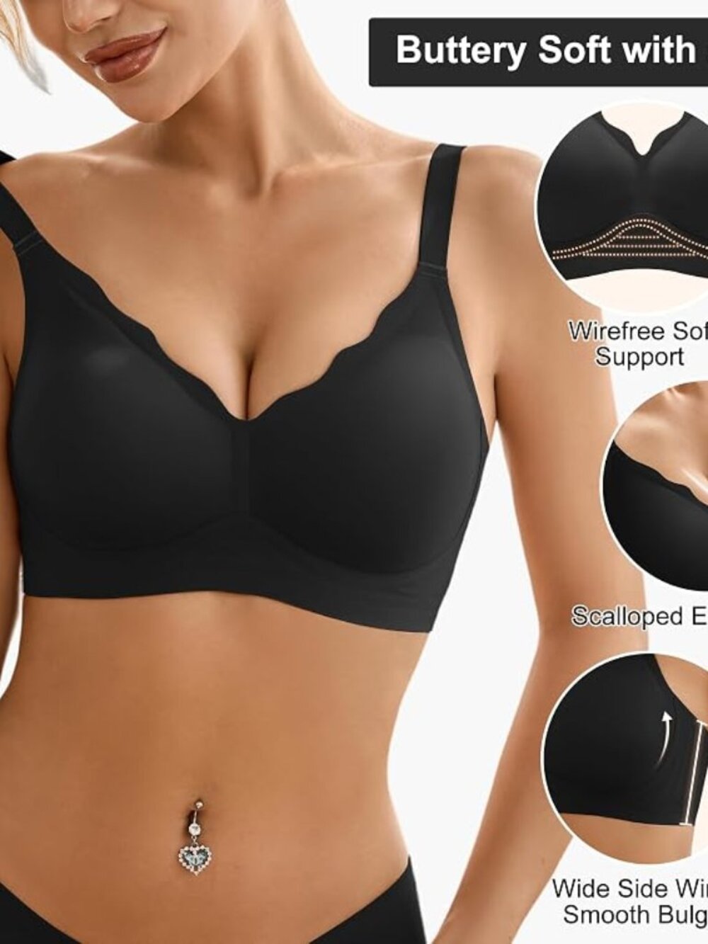 Women Bralette/ Seamless Push Up Full Coverage Wirefree Padded/ Large/ NEW